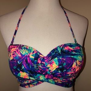 PINK by Victoria’s Secret Multicolored Palm Bikini  Top,Size-Small,NWOT